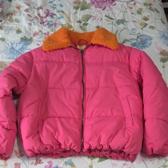 Urban Outfitters Pink Puffer with Orange Collar, Size S - Picture 7 of 7